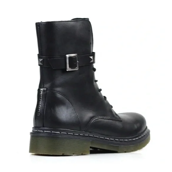 CUBANAS • Black Leather Combat Boots Includes Box - Picture 6 of 10